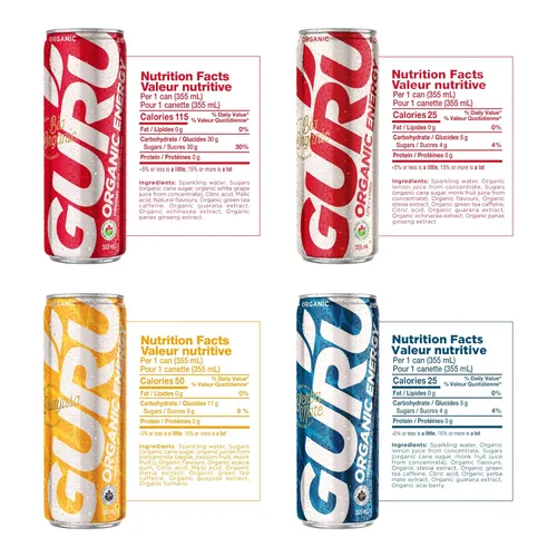 Vista 4 de GURU Paquete variado de bebidas energéticas orgánicas, bebida energética limpia con cafeína natural a base de plantas de té verde, sin gluten