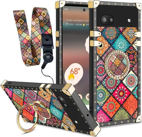 Vista 17 de nancheng for Google Pixel 6 Case for Girls Women Stylish Luxury Bees Design Case with Ring Stand Holder + Strap Lanyard Shockproof Protection Cover