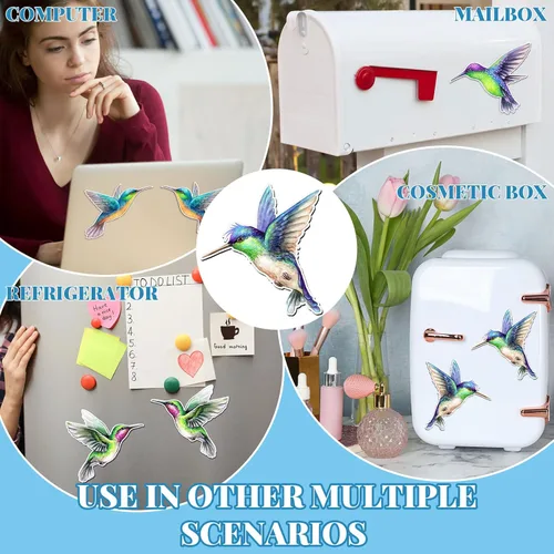 Vista 6 de Eersida 16 imanes de colibrí para puertas mosquiteras de doble cara, adhesivos magnéticos decorativos para ventanas, patios, puertas correderas