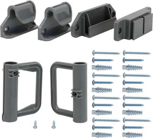 Stcockis Puerta retráctil para mascotas y bebés con puerta para gatos, accesorios de puerta ancha - pestillos, tornillos, gris