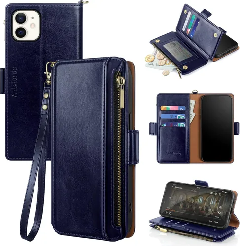 Vista 16 de Antsturdy Funda tipo cartera compatible con iPhone 11, piel sintética, con bloqueo RFID, funda cruzada para teléfono para mujeres y hombres
