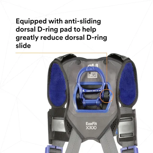 Vista 6 de 3M 1140180 DBI-SALA ExoFit X300 Arnés de seguridad de posicionamiento de construcción cómodo, protección contra caídas, anillos en D de espalda