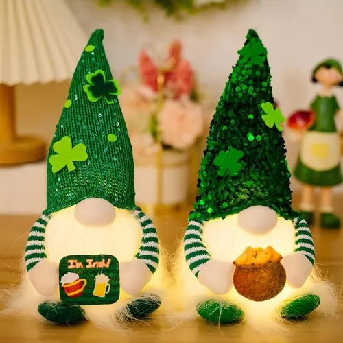 Vista 6 de 2 gnomos de Navidad de lentejuelas con luces, hechos a mano, 12 pulgadas, funciona con pilas, gnomo de Navidad preiluminado, para adornos de Navidad