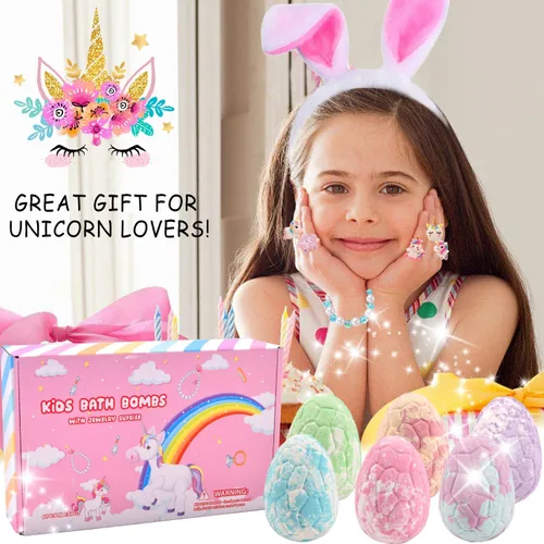 Vista 4 de Bombas de baño para niños con juguetes en el interior, bombas de baño para niñas con sorpresa en el interior, juguetes de baño de burbujas