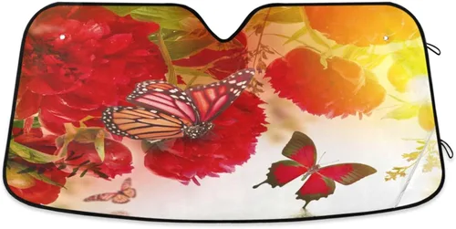 Vista 13 de Parasol plegable para parabrisas de automóvil, con estampado de calavera y ojos rojos, protección contra rayos UV, parasol para mantener tu vehículo