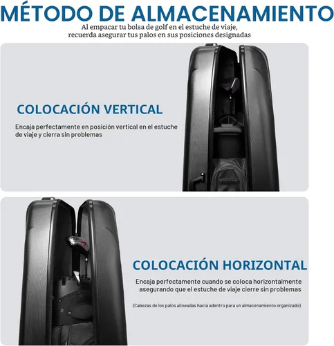 Vista 6 de Funda rígida para viajes de golf, funda de viaje de golf, máxima protección, impermeable y duradera, especialmente diseñada para palos de golf PC