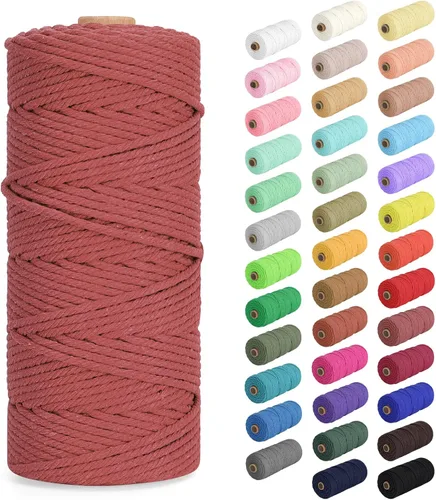 Vista 15 de Cuerda de macramé de 0.079 in x 220 yardas (656 pies), cuerda de algodón natural para colgar en la pared, ganchos de plantas, manualidades, Verde