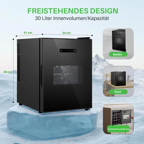 Vista 4 de Nutrichef Refrigerador delgado de vino de 12 botellas Ideal tanto para vinos tintos como blancos Temperatura ajustable de 41 °F a 64 °F Ultra