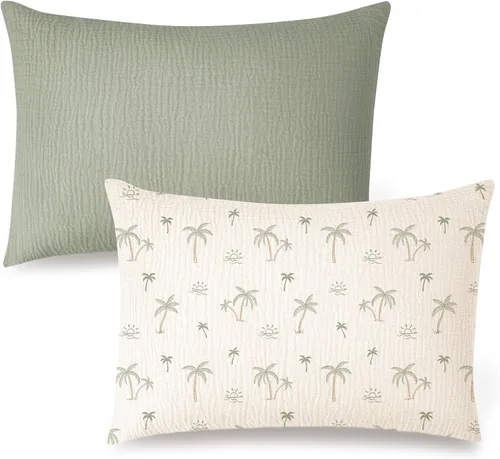 Vista 19 de Konssy Funda de almohada de muselina para niños pequeños para almohada de 13x18, paquete de 2 fundas de almohada de algodón suave y transpirable