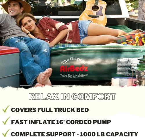 Vista 5 de Pittman Outdoors AirBedz Lite PPI PV202C - Colchón inflable de tamaño completo y corto de 6'-6.5' para cama de camión con bomba de aire DC con cable