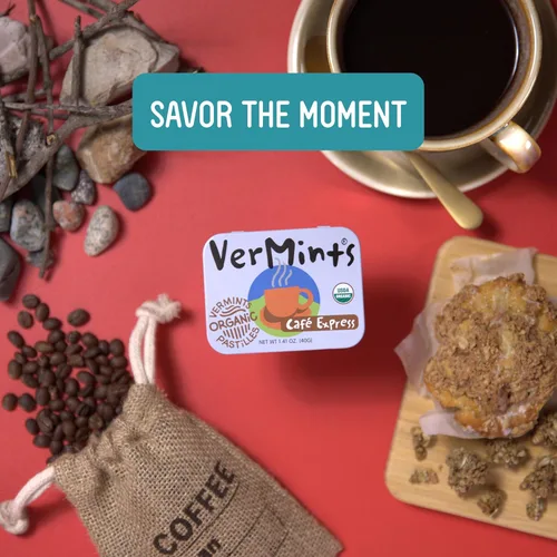 Vista 5 de VerMints Mentas Orgánicas Café Express - Ingredientes Reales, Sabor a Café Duradera - Latas de Tamaño de Viaje - Caramelos de Café Sin OMG, Sin