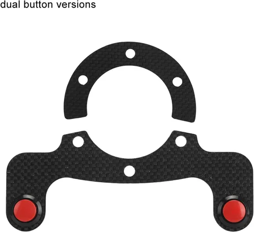 Vista 7 de Botón de bocina del volante, kits de botones de bocina externos de fibra de carbono para volante de 6 pernos (botón doble)