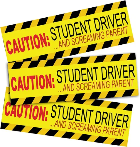 Adhesivo magnético para conductor estudiante – Precaución para conductor estudiante y padre gritando, 3 piezas, divertido letrero reflectante