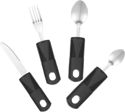 Adaptive Utensils Set Weighted Tableware for Arthritis, Easy-to-Hold Stainless Steel Fork, Knife, Spoon
