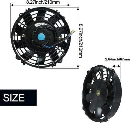 Vista 2 de 7 "pulgadas universal delgado ventilador push pull radiador eléctrico refrigeración 12V kit de montaje negro