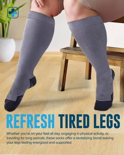 Vista 5 de Doctor's Select 3 Pairs Plus Size Compression Socks Wide Calf - Upt o 6XL 20-30 mmHg Compression Socks for Women Wide Calf