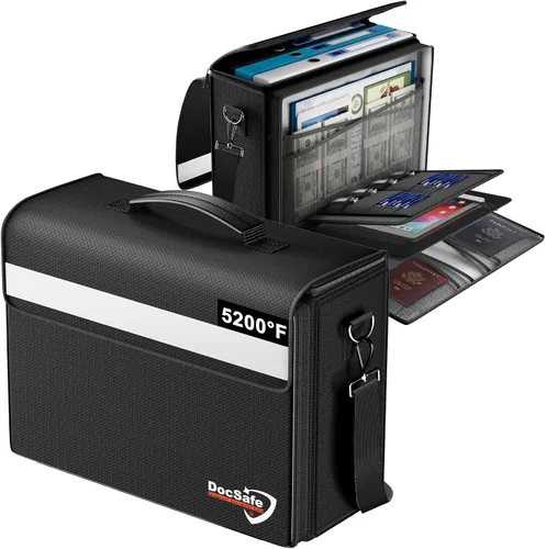 Vista 10 de DocSafe Bolsa de documentos grande ignífuga y resistente al agua de 5200°F con múltiples bolsillos, organizador de almacenamiento de archivos de 17