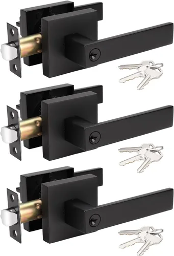 Vista 10 de KNOBWELL Juego de Manijas de Puerta Exterior de Servicio Pesado con Llave de Entrada (No con Llaves Iguales) Conjunto de Palancas de Entrada, Negro