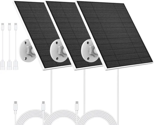 Vista 9 de Panel solar para cámara Eufy al aire libre, cargador de panel solar de cámara de 5 W compatible con Eufycam, fuente de alimentación continua, panel