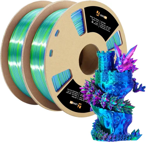 Vista 43 de LOVOON Filamento de ácido poliláctico (PLA) para impresión 3D multicolor, filamento PLA de 0.069 pulgadas, cambio de color doble por ángulo