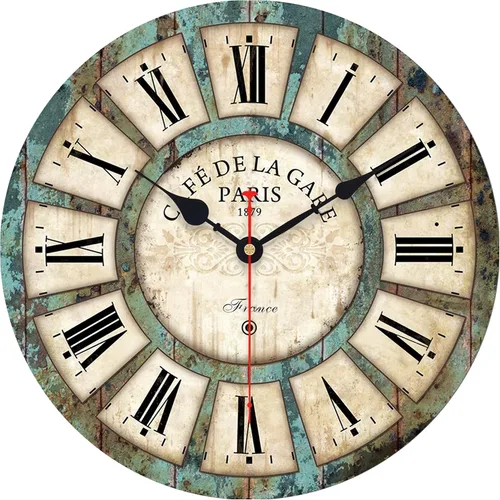 Vista 8 de VIKMARI Reloj de pared de madera de 14 pulgadas, decoración silenciosa del Toscana colorida