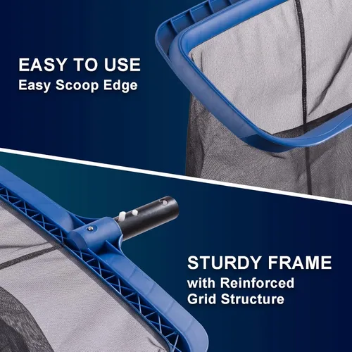 Vista 3 de Combo de red de piscina de malla fina y cabezal de cepillo, espumadera resistente con cepillos profesionales de 17.5 pulgadas para limpieza