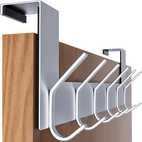 Vista 9 de SKOLOO Gancho sobre la puerta – para puertas de hasta 1-3/4 pulgadas de grosor, blanco, no requiere montaje, acero inoxidable, perchero de puerta