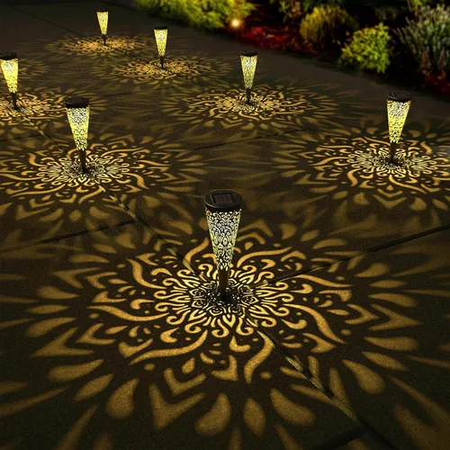 Vista 8 de gardencave Paquete de 6 luces solares decorativas para jardín al aire libre, luces solares de jardín con luz cálida, impermeables, luces solares