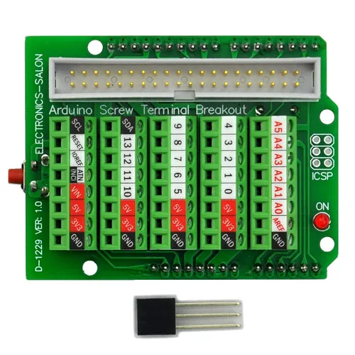 Vista 2 de Electronics-Salon Módulo Breakout de Bloque de Terminales de Tornillo Arduino, para Arduino UNO R3.