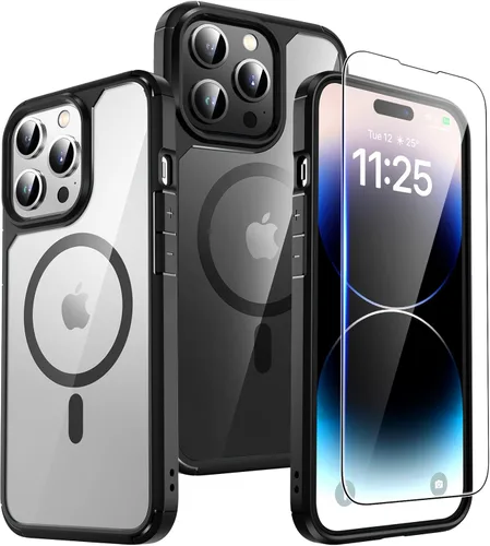 Vista 29 de TAURI Funda magnética 5 en 1 diseñada para iPhone 13 para iPhone 14, [compatible con MagSafe] con 2 protectores de pantalla + 2 protectores de lente