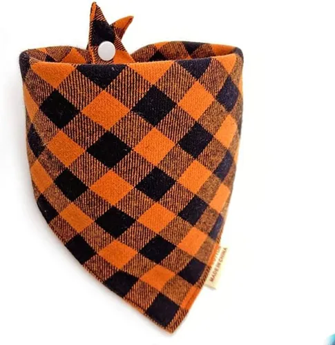 Vista 12 de AnF Bandana de Cumpleaños a Cuadros para Perro y Pañuelo Triangular para Perro - Algodón Suave, Doble Capa, Bandanas Lavables con Botón Ajustable