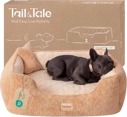Cama ortopédica refrescante para perros pequeños y cachorros, espuma viscoelástica para dolor articular y artritis, cama para mascotas con funda