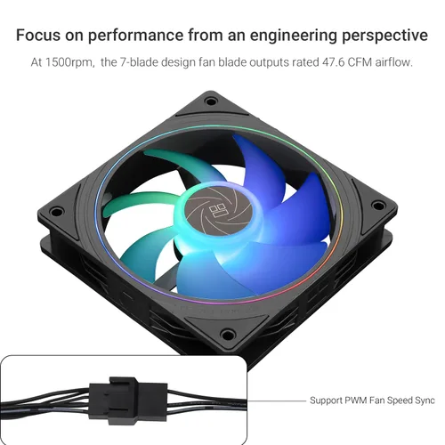 Vista 3 de Thermalright TL-S12-S X3 Ventilador de CPU de 120mm ARGB para Caja con Efecto de Iluminación ARGB, Ventilador de Computadora Silencioso PWM para PC