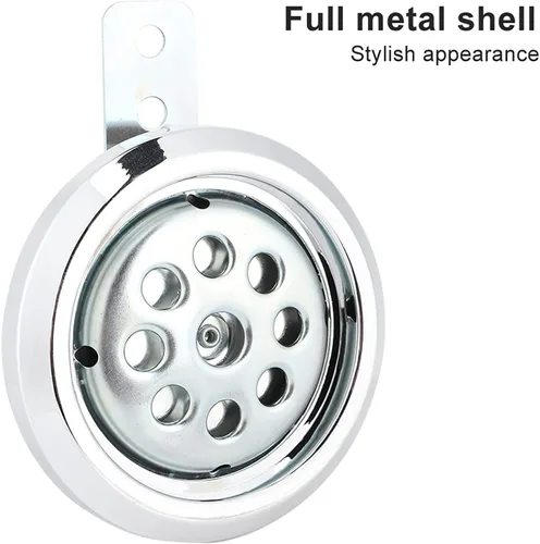 Vista 6 de Acouto Cuerno universal de la motocicleta 105dB 12V 3.346 in Cuerno de metal cromado plateado