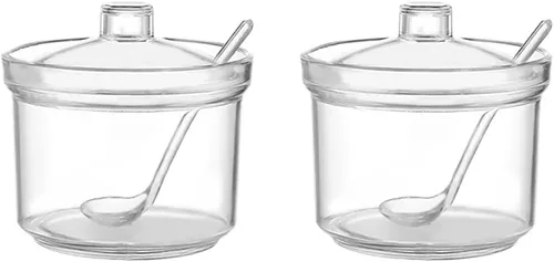 Vista 8 de Clean Acrylic Sugar Bowl - Tarro de especias con tapa y cuchara