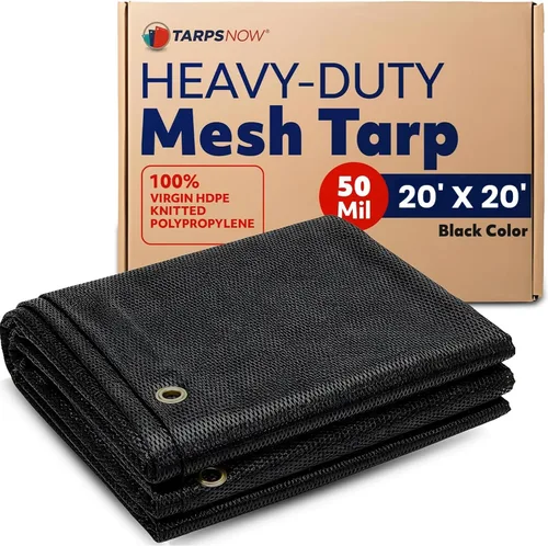 Vista 35 de Tarps Now Lonas de malla resistentes (4 x 10 pies) con ojales, lona de tela con 75 % de protección solar para pantalla de patio, bloque de viento