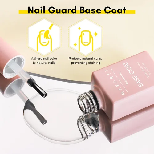 Vista 4 de Kit de capa base y capa superior de gel Makartt: Esmalte de uñas transparente, brillante, sin necesidad de limpieza, resistente a manchas, capa