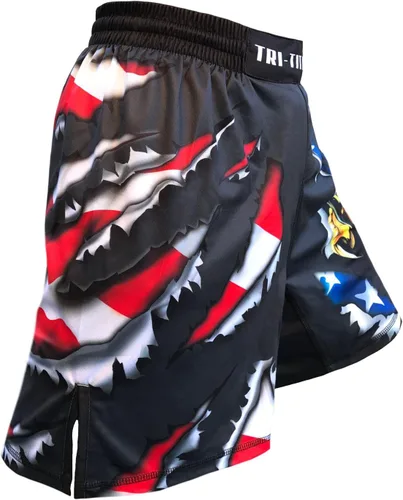 Vista 3 de USA Ultimate Eagle Fight - Pantalones cortos para jóvenes y hombres, color negro