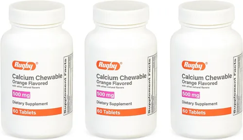 Vista 8 de Rugby - Tabletas masticables de calcio de 500 mg - Suplemento dietético - Sabor a naranja - 60 unidades (1 paquete)