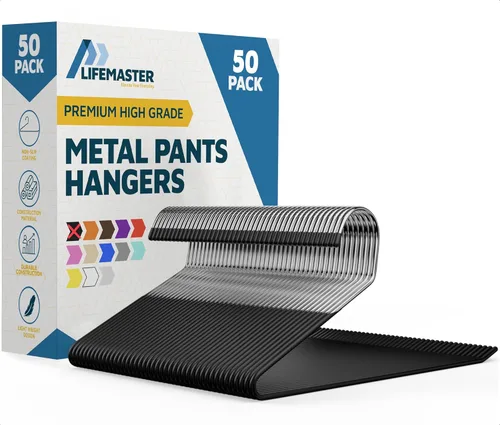Vista 13 de Lifemaster Juego de perchas para pantalones de metal - 20 piezas Elegante juego de perchas para guardarropa con ahorro de espacio y antideslizantes