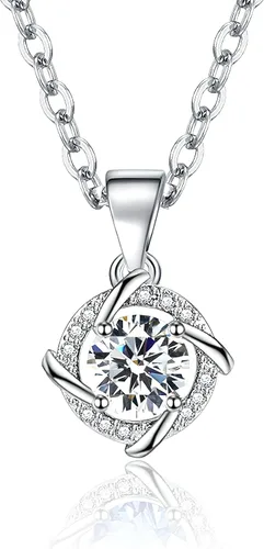 Lamongen Collar de plata para mujer, S925, hipoalergénico, molino de viento, collar de circonita cúbica blanca, collar de plata para mujeres y