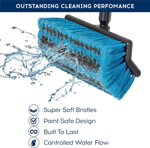 Vista 3 de DSV Standard Cepillo de lavado de coche con mango largo de 50 pulgadas, cepillo de limpieza de coche con accesorio de manguera, cepillos de coche