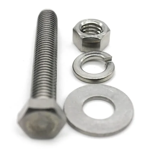 Vista 6 de (5 juegos) Tornillos de cabeza hexagonal de acero inoxidable 3/8-16x3, tuercas, arandelas planas y de bloqueo, 18-8 (304) S/S, totalmente roscados