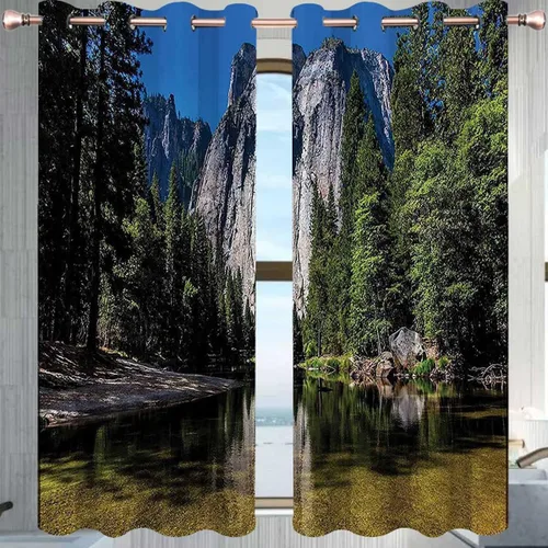 Cortinas decorativas para sala elegantes modernas, 2 paneles, cortinas verdes y azules, decoración de chimenea de 55 pulgadas de ancho x 72 pulgadas