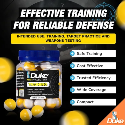 Vista 3 de Duke Inert Projectiles - 68 pistolas de entrenamiento de munición Cal, proyectiles de polvo no letal calibre 68, bolas de defensa personal, pistola