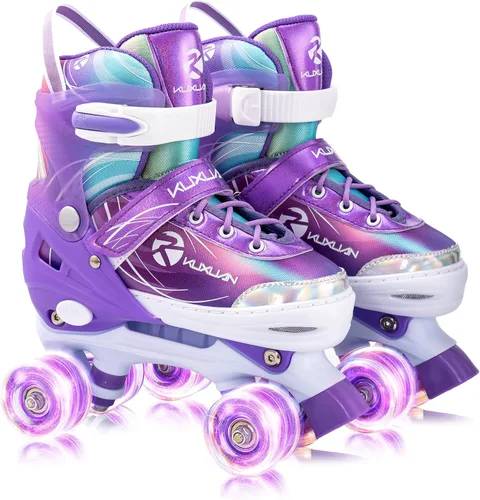 Roller Skates for Kids Girls, 4 Size Adjustable Women Roller Skates with Light Up Wheels for Children Sports & Indoor Outdoor
