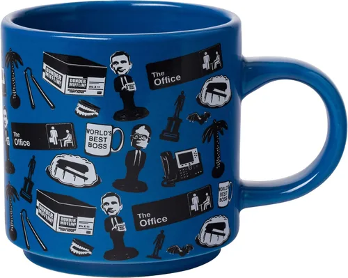 Vista 2 de Silver Buffalo The Office Icons and Logo - Paquete de 2 tazas de cerámica, 13 onzas