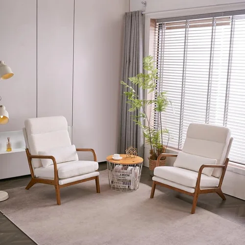 Vista 9 de Modern Accent Chairs for Living Room,Bronzing Cloth Comfy Reading Chair Leisure Armchairs with Pillow,Lounge Single Sofa Vanity Chair for Dark Grey