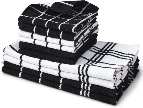 Vista 14 de Encasa XO Juego de toallas de cocina y paños de cocina, toalla de mano de algodón, multiusos, altamente absorbente, limpieza y reutilizable, 28 x 18
