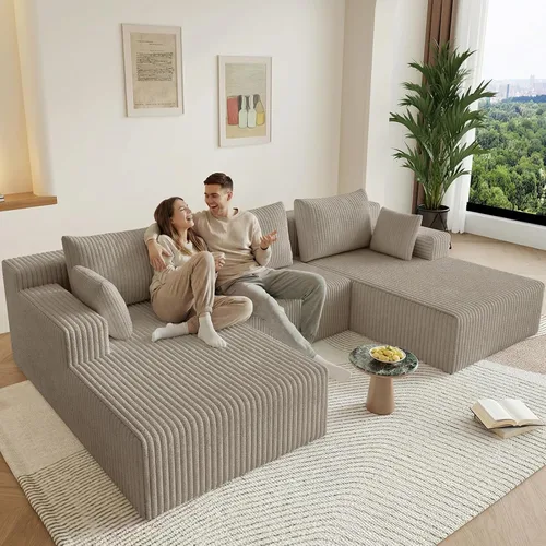 Vista 109 de Lakifun Sofá en Forma de L de 107" con Otomana, Seccional Modular Moderno Sofá Cómodo en Forma de U Nube, Asiento Profundo, Chaise Longue Cama Negro